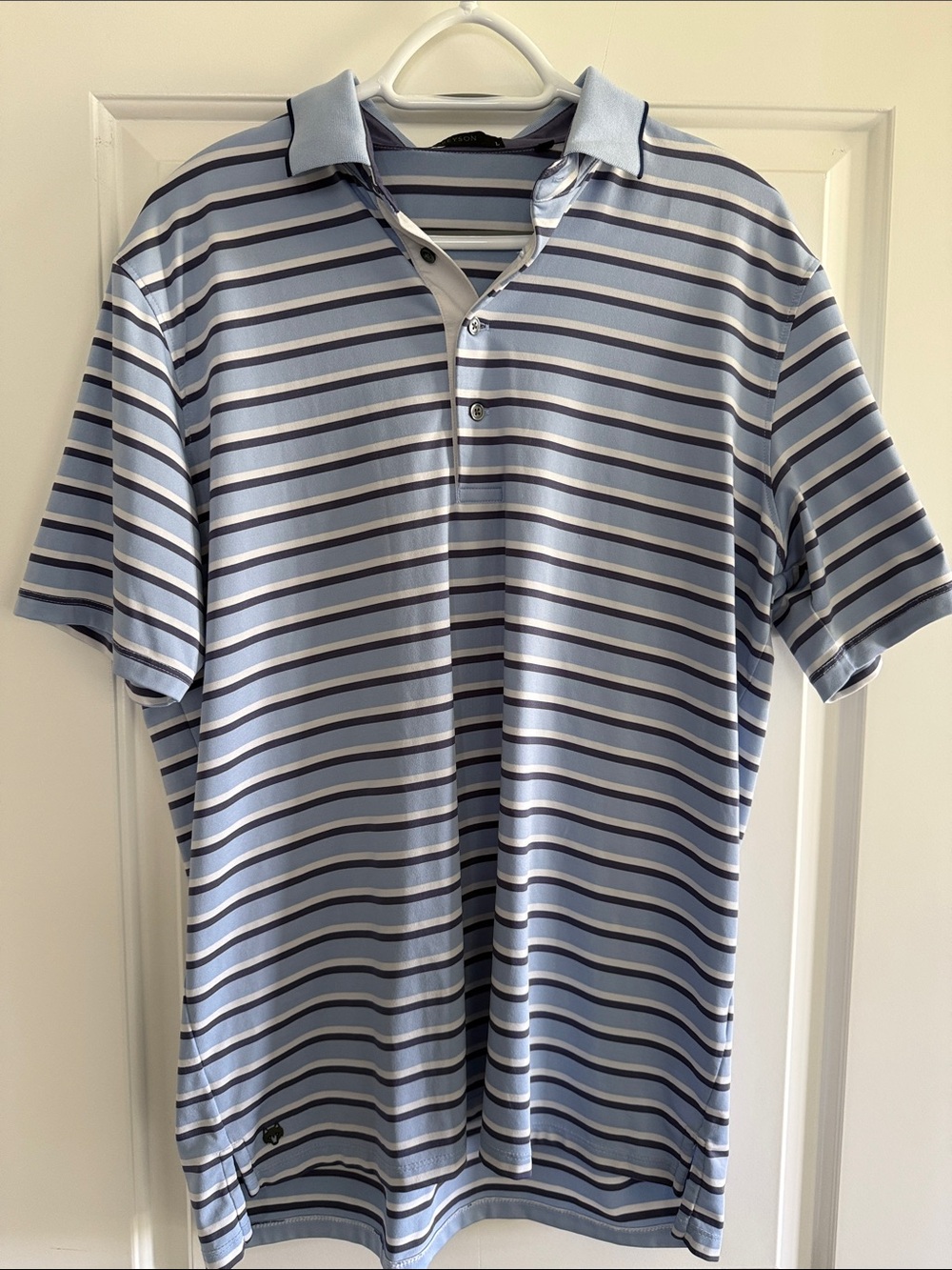 Greyson Men's Light Blue Striped Polo Shirt